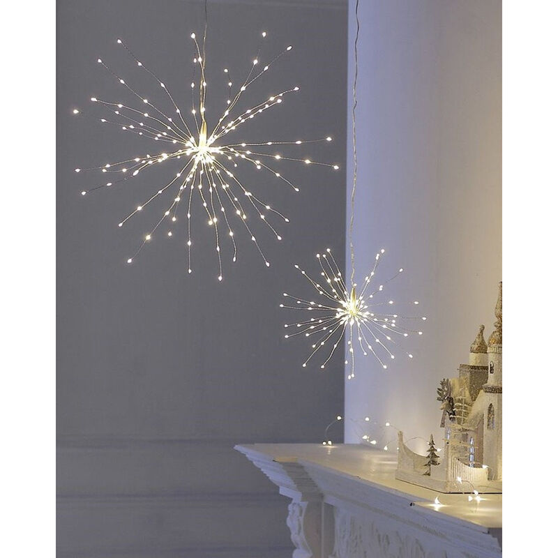 Stellar Haus Small Plug In Starburst Silver Warm White 33cm image number 1